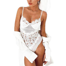 Load image into Gallery viewer, 2019 Summer Lace V neck Bodycon Jumpsuits Rompers Women Sleeveless Sexy Lingerie Bodysuits Clubwear Underwear Black White
