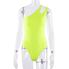Load image into Gallery viewer, neon bodysuit female One Shoulder jumpsuit neon jumpsuit Sexy sleeveless women clothes 2019 combinaison femme plus size playsuit