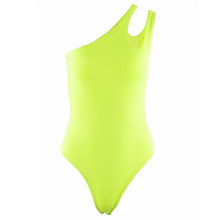 Load image into Gallery viewer, neon bodysuit female One Shoulder jumpsuit neon jumpsuit Sexy sleeveless women clothes 2019 combinaison femme plus size playsuit